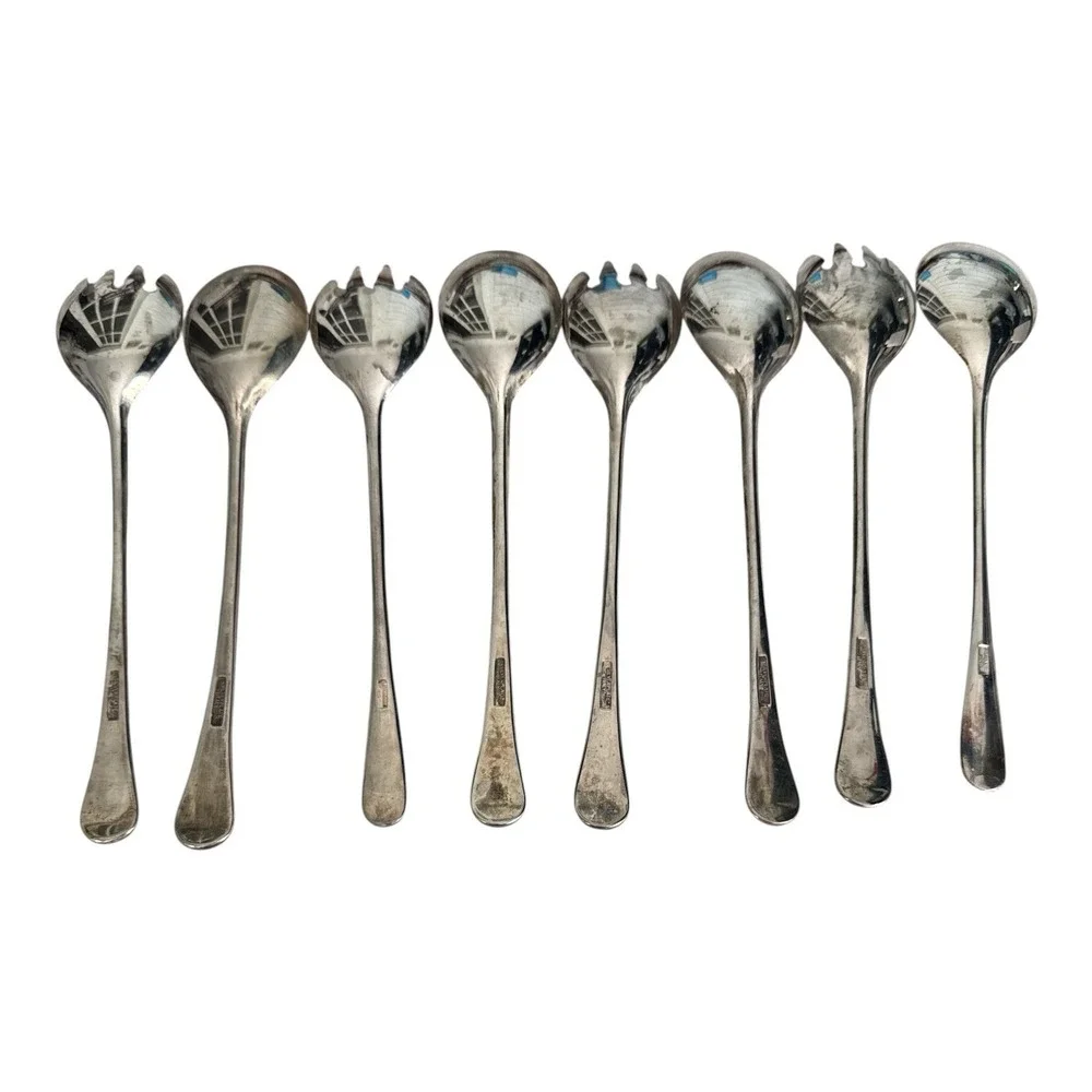 Vintage Italian Silverplate Salad Serving Sets 4 Pairs (8 Pcs) MCM